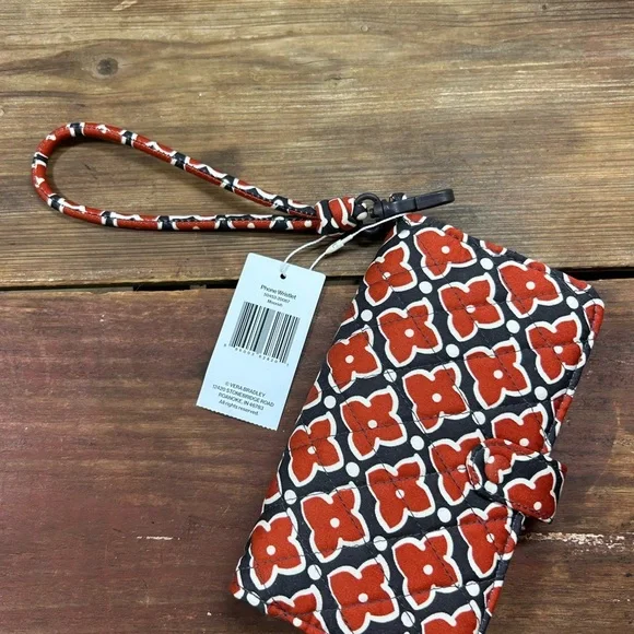 New Vera Bradley Floral Burnt Orange and Black Phone Wristlet in Moorish. - Picture 2 of 8